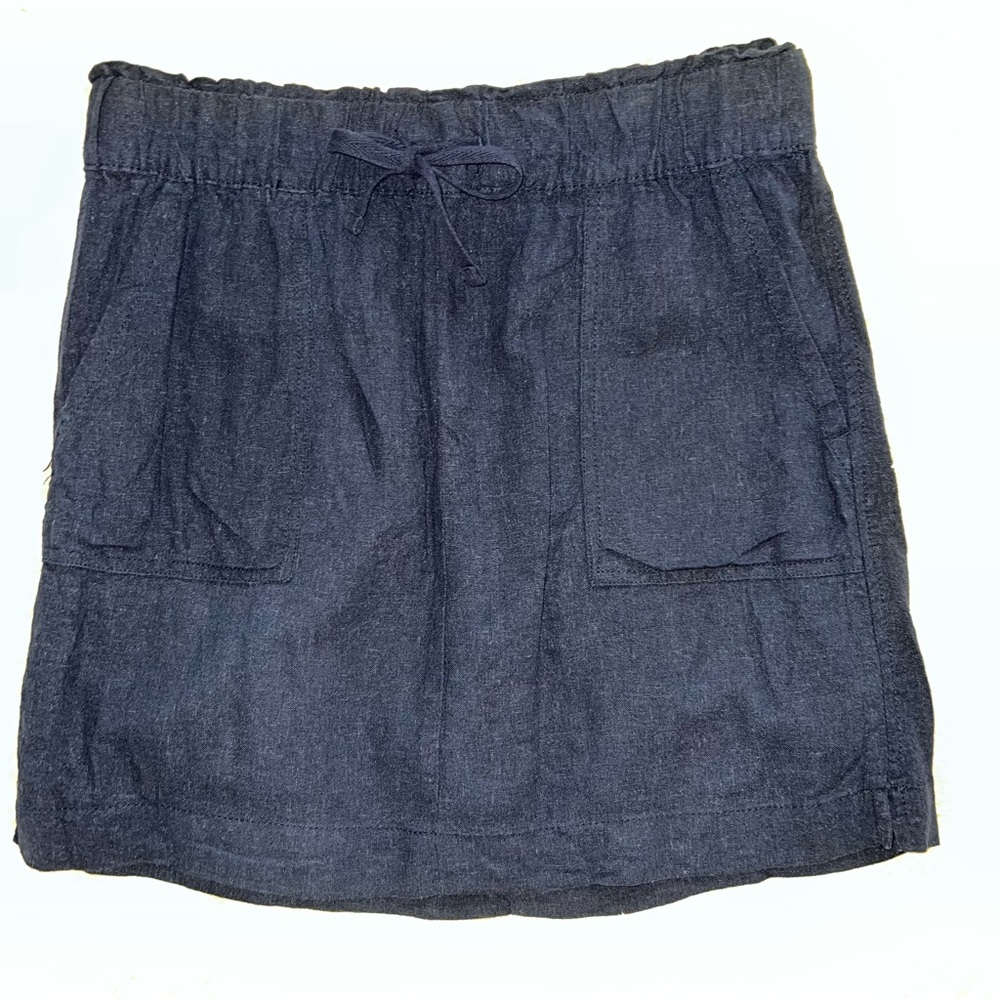 DASH Navy Blue Linen-Blend Skirt - Medium